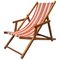 Small Mid-Century Italian Wood Deckchair with Original Fabric, 1950s 1