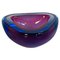 Mid-Century Modern Italian Triangular Purple Murano Glass Sommersi Series Bowl, 1970 1