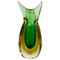 Mid-Century Modern Italian Green and Yellow Irregular Murano Glass Vase, 1970s, Image 1