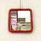 Space Age Italian Glossy Red Plastic Square Mirror with Rounded Corners, 1970s 3