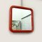 Space Age Italian Glossy Red Plastic Square Mirror with Rounded Corners, 1970s 2