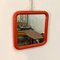 Space Age Italian Glossy Red Plastic Square Mirror with Rounded Corners, 1970s 4