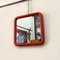 Space Age Italian Glossy Red Plastic Square Mirror with Rounded Corners, 1970s 6