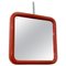 Space Age Italian Glossy Red Plastic Square Mirror with Rounded Corners, 1970s 1