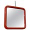 Space Age Italian Glossy Red Plastic Square Mirror with Rounded Corners, 1970s, Image 1