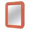 Space Age Italian Rectangular Salmon Plastic Mirror With Rounded Corners, 1970s 1