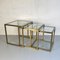 Mid-Century Modern Italian Set of Metal Coffee Tables with Glass Tops, 1970s, Set of 3 2