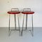 Mid-Century Modern Italian Set of High Red Metal Stools by Dada, 1980s 4