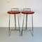 Mid-Century Modern Italian Set of High Red Metal Stools by Dada, 1980s, Image 4