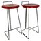 Mid-Century Modern Italian Set of High Red Metal Stools by Dada, 1980s, Image 1
