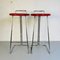 Mid-Century Modern Italian Set of High Red Metal Stools by Dada, 1980s, Image 3