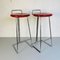 Mid-Century Modern Italian Set of High Red Metal Stools by Dada, 1980s, Image 2