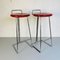 Set de Tabourets Hauts Mid-Century en Métal Rouge par Dada, Italie, 1980s 2