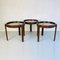 Mid-Century Modern Italian Set of Round Wooden Tables with Smoked Glass, 1960s, Set of 3 6