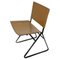 Postmoderner italienischer Stuhl aus schwarzem Metall & Haselnussleder, 1980er 1
