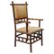 Antique Italian Colonial Bamboo and Original Fabric Chair with Armrests, 1910s 1