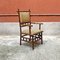 Chaise Coloniale Antique en Bambou et Tissu avec Accoudoirs, Italie, 1910s 2