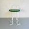 Mid-Century Modern Italian Green and White Stool with Irregular Metal Base, 1970s 3