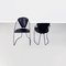 Mid-Century Italian Black Leather and Metal Chairs, 1980s, Set of 4, Image 2