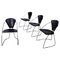 Mid-Century Italian Black Leather and Metal Chairs, 1980s, Set of 4 1