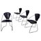 Mid-Century Italian Black Leather and Metal Chairs, 1980s, Set of 4, Image 1