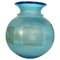 Mid-Century Modern Italian Aquamarine Blue Glass Vase with Geometric Shapes,1960s 1