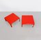 Mid-Century Italian Red Demetrio 45 Coffee Tables by Magistretti for Artemide,1970s, Set of 2 2