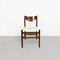 Mid-Century Modern Italian Wooden Chair with Leather Square Seat, 1960s, Image 2