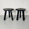 Mid-Century Italian Rustic Three-Legged Wooden Stools with Carved Edge, 1960s, Set of 2 3