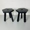 Mid-Century Italian Rustic Three-Legged Wooden Stools with Carved Edge, 1960s, Set of 2, Image 5