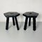 Mid-Century Italian Rustic Three-Legged Wooden Stools with Carved Edge, 1960s, Set of 2 4