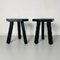 Mid-Century Italian Rustic Three-Legged Wooden Stools with Carved Edge, 1960s, Set of 2, Image 2