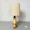 Mid-Century Modern Italian Travertine Table Lamp with Cotton Lampshade, 1970s, Image 6