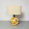 Mid-Century Modern Italian Travertine Table Lamp with Cotton Lampshade, 1970s 2