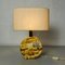 Mid-Century Modern Italian Travertine Table Lamp with Cotton Lampshade, 1970s 10