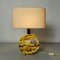 Mid-Century Modern Italian Travertine Table Lamp with Cotton Lampshade, 1970s, Image 10