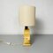 Mid-Century Modern Italian Travertine Table Lamp with Cotton Lampshade, 1970s 5