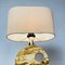 Mid-Century Modern Italian Travertine Table Lamp with Cotton Lampshade, 1970s 11