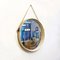 Mid-Century Modern Italian White Teak Rope and Leather Round Frame Mirror, 1960s 4