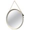Mid-Century Modern Italian White Teak Rope and Leather Round Frame Mirror, 1960s 1