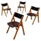 Mid-Century Modern Italian Black Oak Chairs with Curved Back, 1960s, Set of 4 1