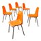 Mid-Century Modern French Stackable Orange Plastic Chairs, 1970s, Set of 6 1