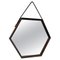 Espejo italiano Mid-Century hexagonal con marco de teca, años 60, Imagen 1