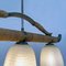 Lámpara de araña Mid-Century moderna de tres luces con estructura de madera curvada, años 60, Imagen 6