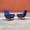 Mid-Century Italian Blue Cotton Armchairs by Marco Zanuso, 1950s, Set of 2 3