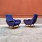 Mid-Century Italian Blue Cotton Armchairs by Marco Zanuso, 1950s, Set of 2, Image 3