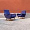 Blaue italienische Mid-Century Sessel aus Baumwolle von Marco Zanuso, 1950er, 2er Set 2