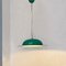 Lámpara de araña italiana Mid-Century moderna en forma de sombrero de metal verde, años 70, Imagen 2