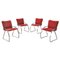 Mid-Century Modern Italian Red Velvet and Chrome Chairs, 1970s, Set of 4 1