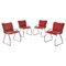 Moderne italienische Mid-Century Stühle aus rotem Samt & Chrom, 1970er, 4er Set 1
